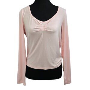 NWT | GGOV Pale Pink Ruched V-Neck Long Sleeve Top | Modern Chic | L